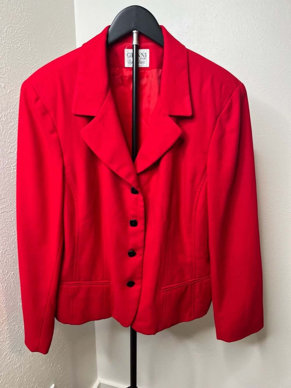 Gianni Sport Special Sizes Red Blazer Jacket Vintage Power Dressing Career Chic